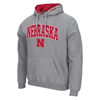 Men's Colosseum Heather Gray Nebraska Huskers Arch & Logo 3.0 Pullover Hoodie