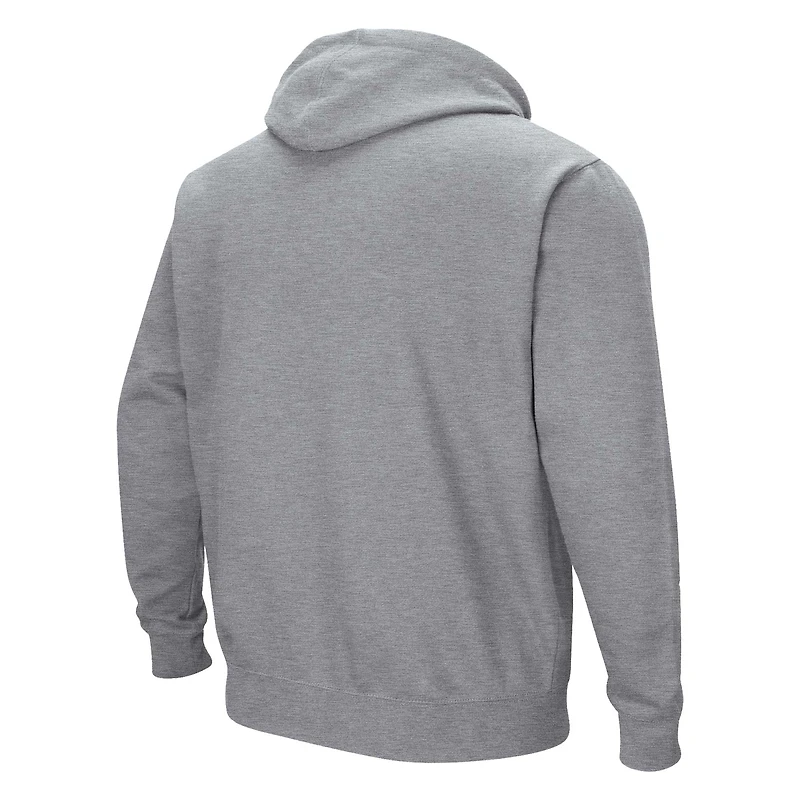 Men's Colosseum Heather Gray Nebraska Huskers Arch & Logo 3.0 Pullover Hoodie