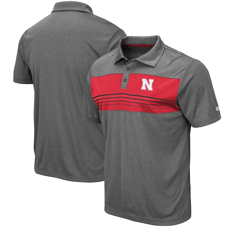 Polo Colosseum pour homme, couleur anthracite chiné, Nebraska Huskers, Smithers