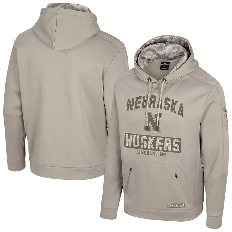 Sweat à capuche pour homme Colosseum Oatmeal Nebraska Huskers Operation Hat Trick Battalion