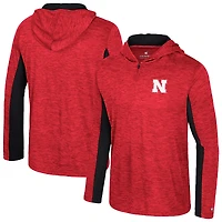 Sweat à capuche rouge Colosseum Nebraska Huskers Always Sunny pour homme, fermeture éclair quart de tour