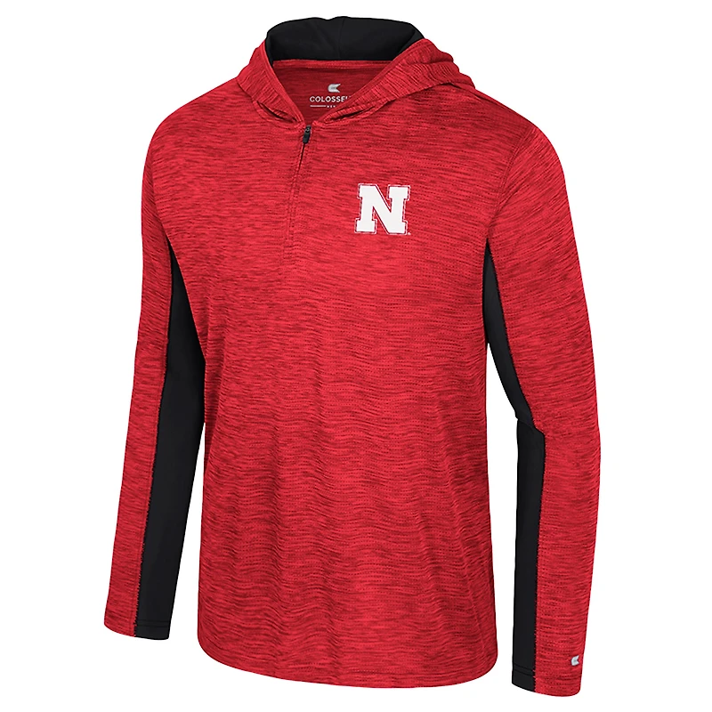 Men's Colosseum Red Nebraska Huskers Always Sunny Quarter-Zip Hoodie