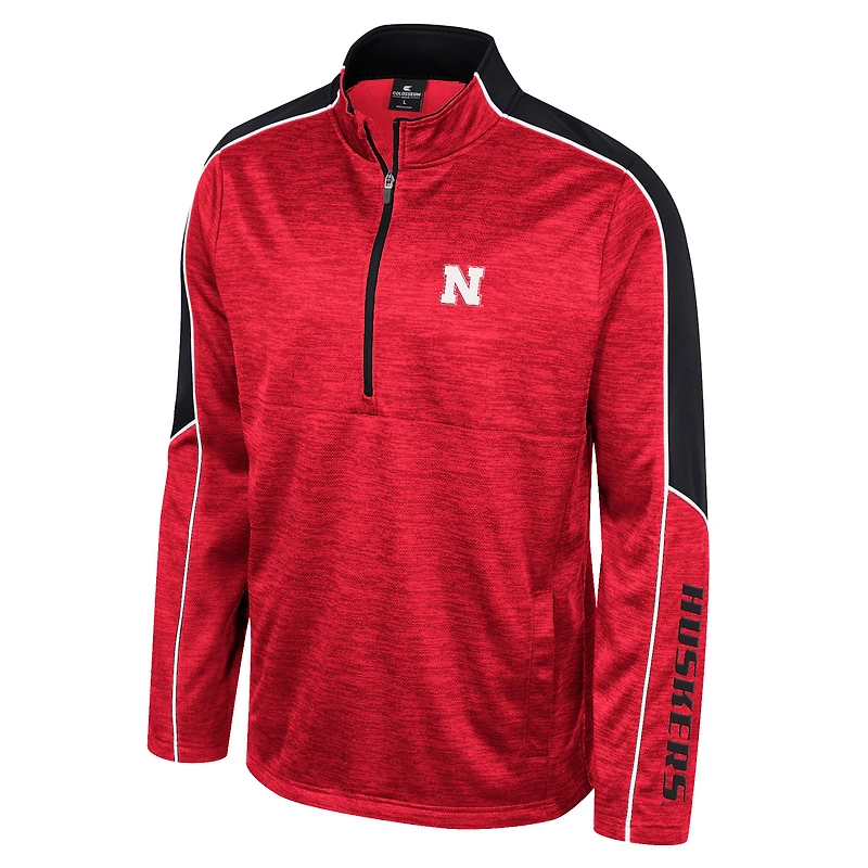 Men's Colosseum Red Nebraska Huskers Marled Half-Zip Jacket