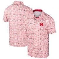Polo colosseum écarlate/blanc pour homme Nebraska Huskers Big & Tall Allover