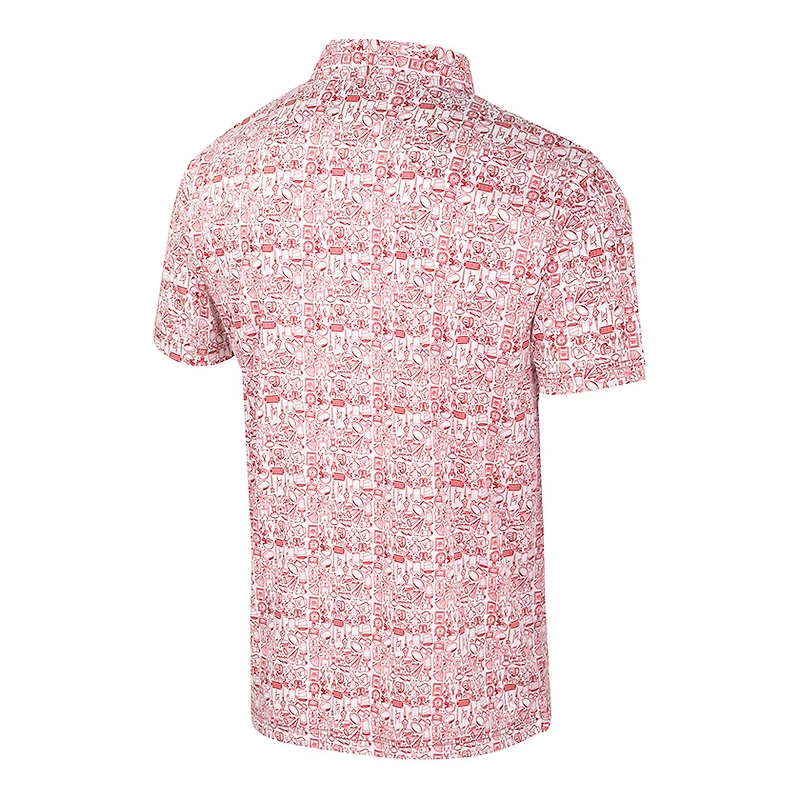 Men's Colosseum Scarlet/White Nebraska Huskers Big & Tall Allover Polo