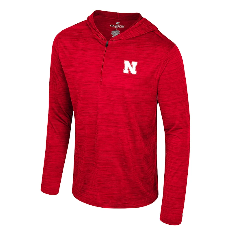 Men's Colosseum Scarlet Nebraska Huskers Always Sunny Lightweight Quarter-Zip Hoodie