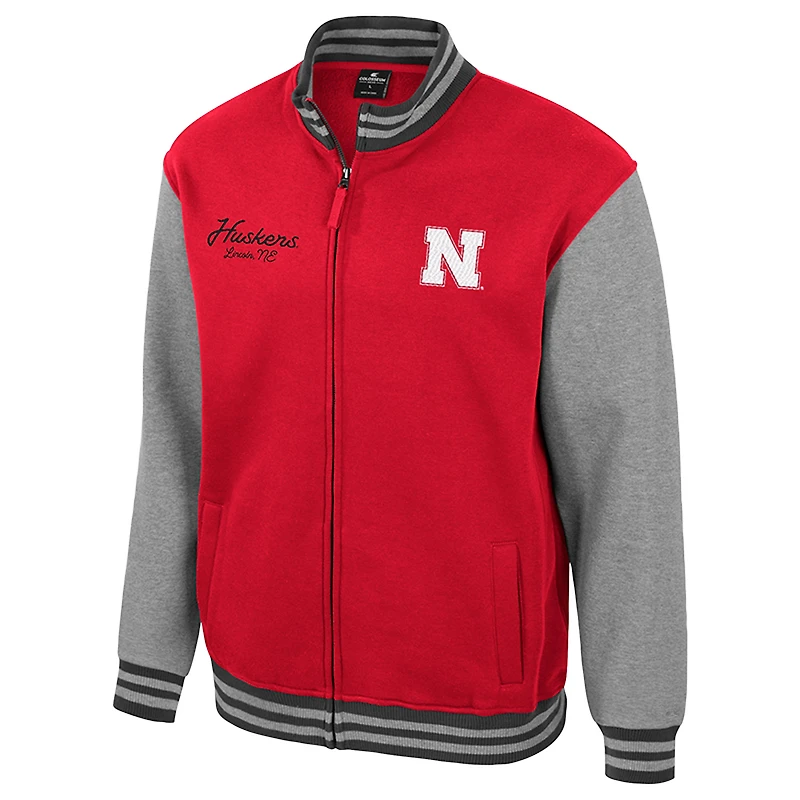 Men's Colosseum Scarlet Nebraska Huskers Ambi-Turner Full-Zip Varsity Jacket