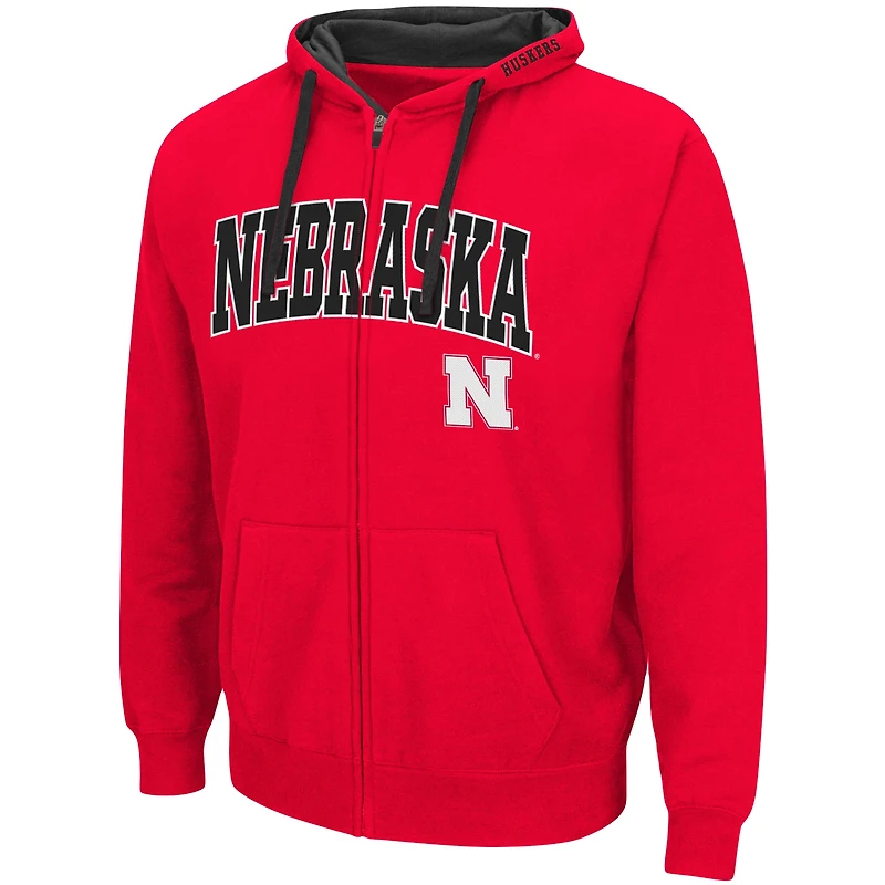 Sweat à capuche zippé Colosseum Scarlet Nebraska Huskers Big & Tall pour homme