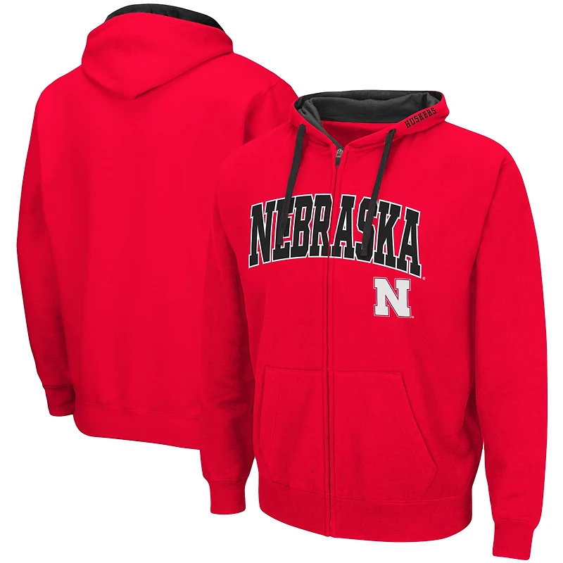 Sweat à capuche zippé Colosseum Scarlet Nebraska Huskers Big & Tall pour homme