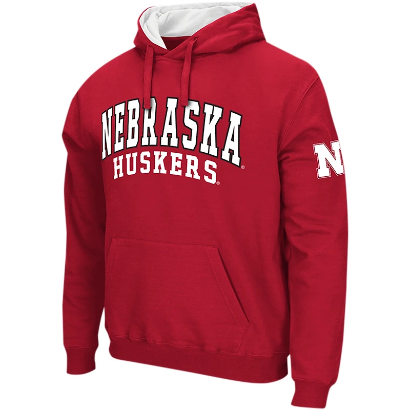 Men's Colosseum Scarlet Nebraska Huskers Double Arch Pullover Hoodie