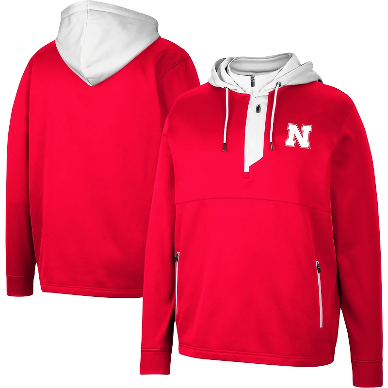 Men's Colosseum Scarlet Nebraska Huskers Luge 3.0 Quarter-Zip Hoodie