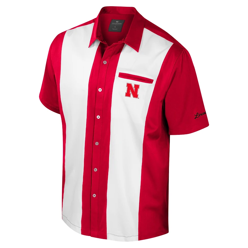 Chemise boutonnée de bowling Nebraska Huskers Strike pour homme Colosseum Scarlet