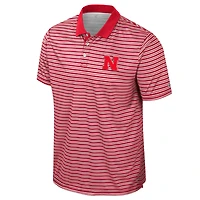 Men's Colosseum Scarlet Nebraska Huskers Striped Polo
