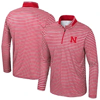 Men's Colosseum Scarlet Nebraska Huskers Striped Quarter-Zip Top