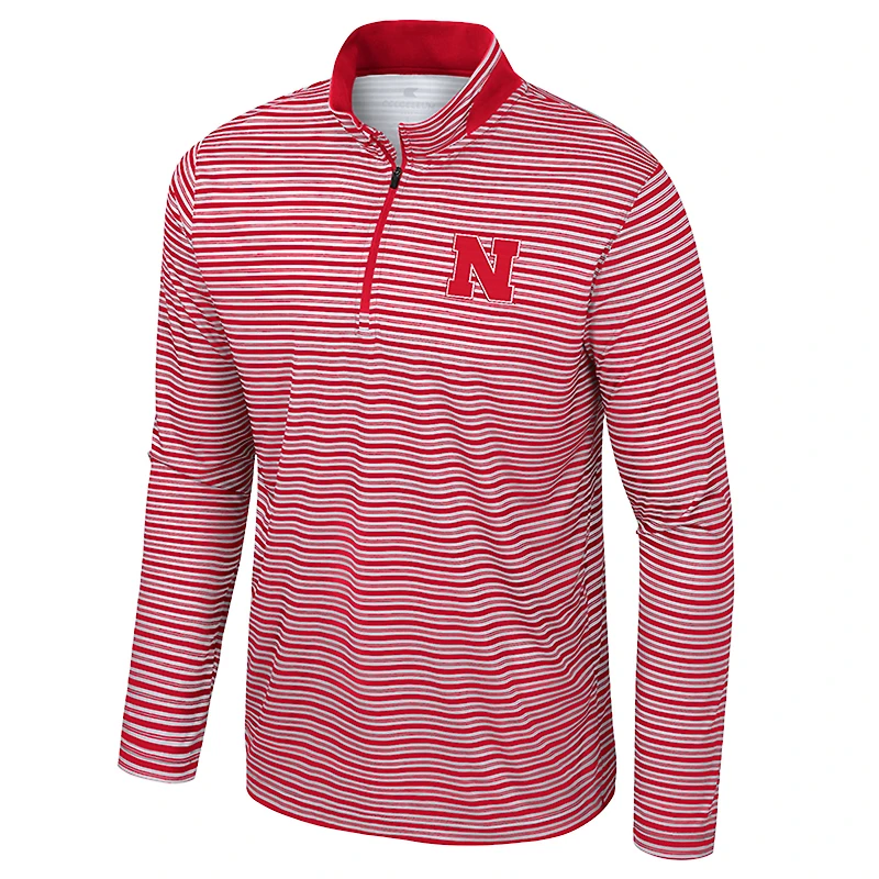 Men's Colosseum Scarlet Nebraska Huskers Striped Quarter-Zip Top
