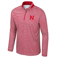 Men's Colosseum Scarlet Nebraska Huskers Striped Quarter-Zip Top