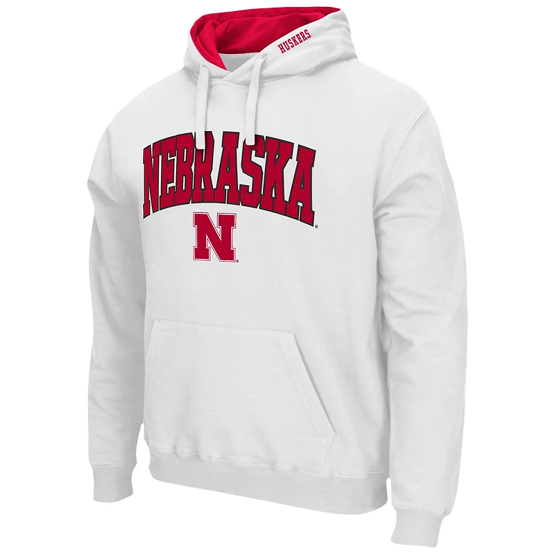 Men's Colosseum White Nebraska Huskers Arch & Logo 3.0 Pullover Hoodie