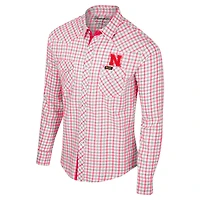 Chemise à manches longues et boutons-pression pour hommes Colosseum x Wrangler White Nebraska Huskers carreaux avec fenêtre