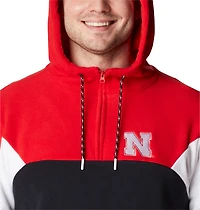 Men's Columbia Black Nebraska Huskers Lodge Quarter-Zip Hoodie