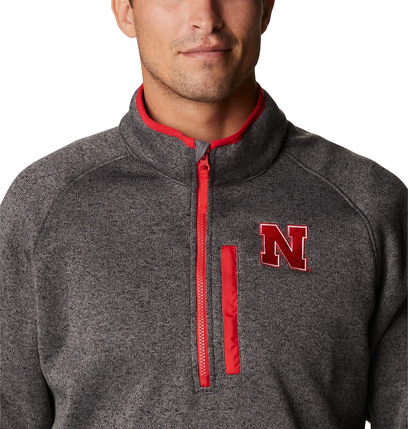 Haut à demi-glissière raglan Columbia Huskers Canyon Point Nebraska gris pour homme