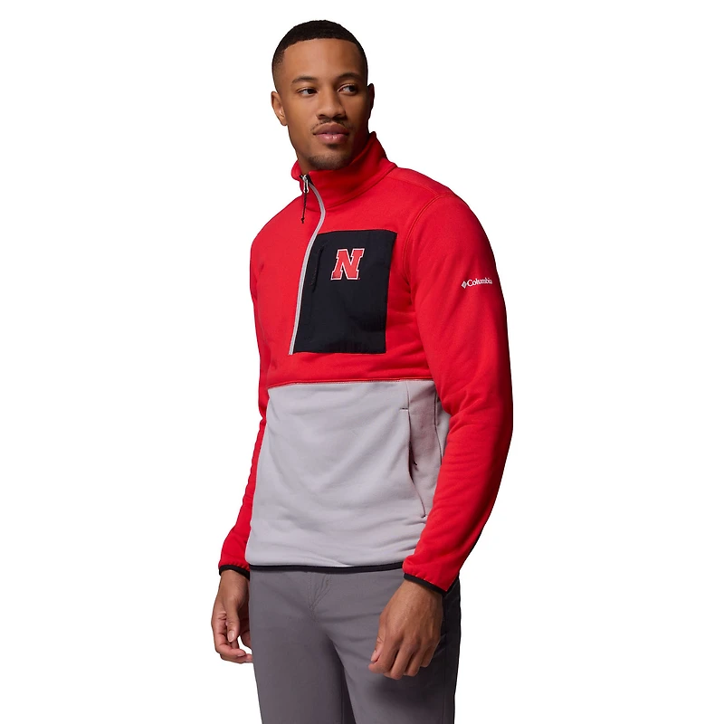 Pull-over demi-zippé Omni-Wick Nebraska Huskers Hike pour homme, couleur écarlate/gris Columbia