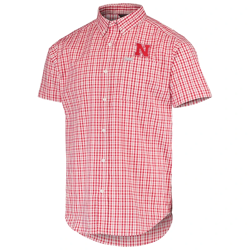 Men's Columbia Scarlet Nebraska Huskers Rapid Rivers Logo Button-Down Shirt
