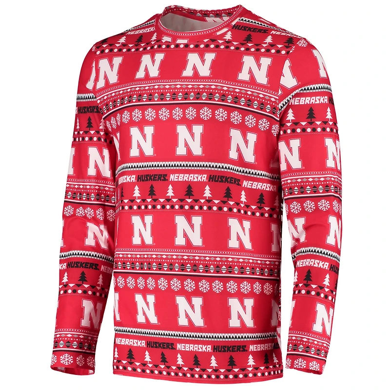 Men's Concepts Sport Scarlet Nebraska Huskers Ugly Sweater Knit Long Sleeve Top and Pant Set