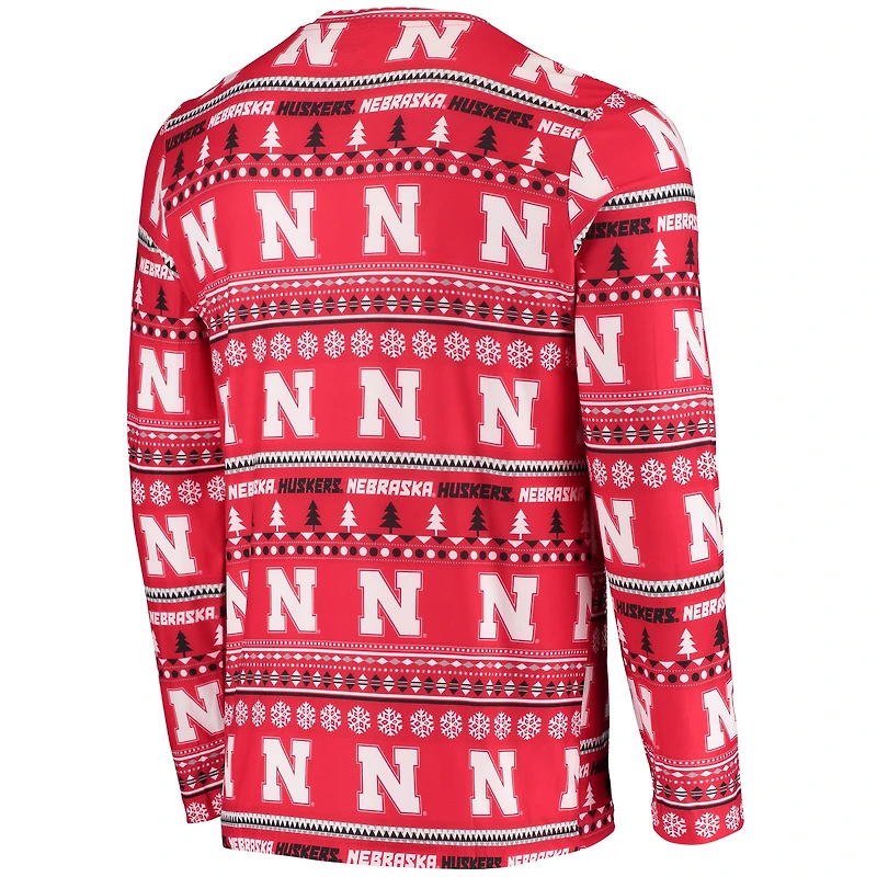 Men's Concepts Sport Scarlet Nebraska Huskers Ugly Sweater Knit Long Sleeve Top and Pant Set