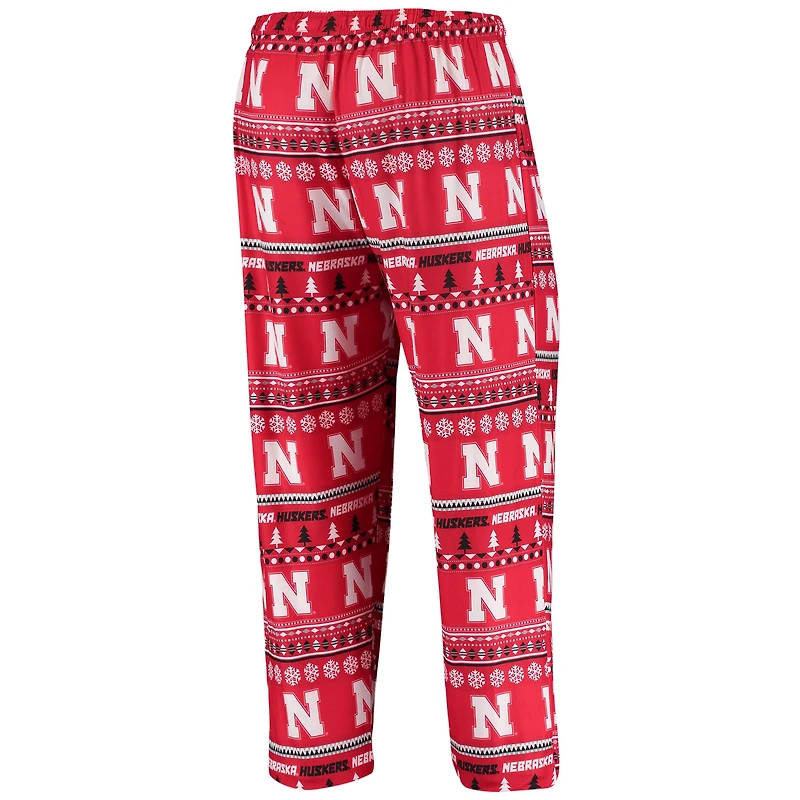 Concepts Sport Scarlet Nebraska Huskers Ugly Sweater Knit Haut à manches longues et ensemble pantalon
