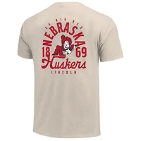 T-shirt crème à poche pour homme, motif mascotte des Nebraska Huskers, taille grande et