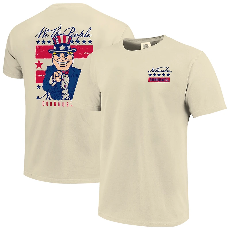 Men's  Cream Nebraska Huskers Uncle Sam Mascot T-Shirt