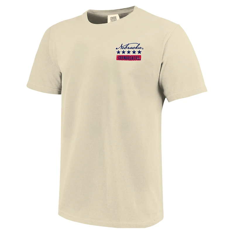 Men's  Cream Nebraska Huskers Uncle Sam Mascot T-Shirt