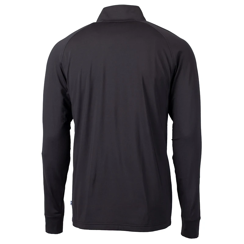 Pull-over zippé quart de tour en tricot extensible recyclé et avec logo des anciens Nebraska Huskers pour homme, noir, Cutter & Buck