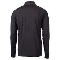 Pull-over zippé quart de tour en tricot extensible recyclé et avec logo des anciens Nebraska Huskers pour homme, noir, Cutter & Buck