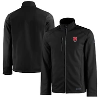 Veste zippée entièrement recyclée en softshell Evoke Eco pour homme, noire, avec logo des anciens Nebraska Huskers
