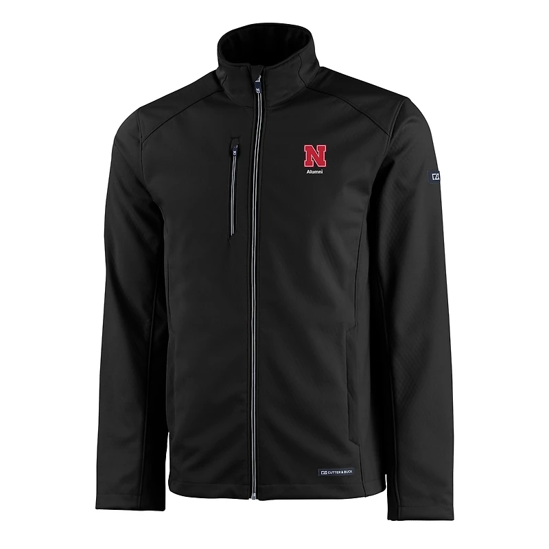 Men's Cutter & Buck  Black Nebraska Huskers Alumni Logo Evoke Eco Softshell Recycled Full-Zip Jacket