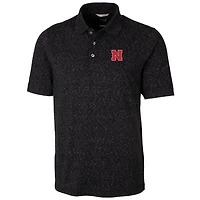 Men's Cutter & Buck Black Nebraska Huskers Big Tall Advantage Space Dye Polo