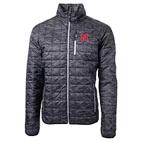 Veste à capuche entièrement zippée Rainier Primaloft Eco pour homme, noire, Nebraska Huskers Cutter & Buck