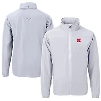 Veste zippée intégrale en tricot recyclé avec logo Charter des anciens Nebraska Huskers pour homme, grise, Cutter & Buck