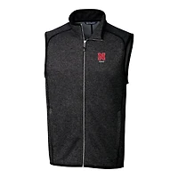 Pull en polaire à fermeture éclair intégrale pour homme, modèle Cutter & Buck Heather Charcoal avec logo des anciens Nebraska Huskers