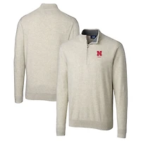 Pull-over à fermeture éclair quart de tour Lakemont Tri-Blend pour homme, coupeur et buck, logo des anciens Nebraska Huskers, avoine