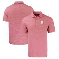 Men's Cutter & Buck Scarlet/White Nebraska Huskers Forge Eco Double Stripe Stretch Recycled Polo