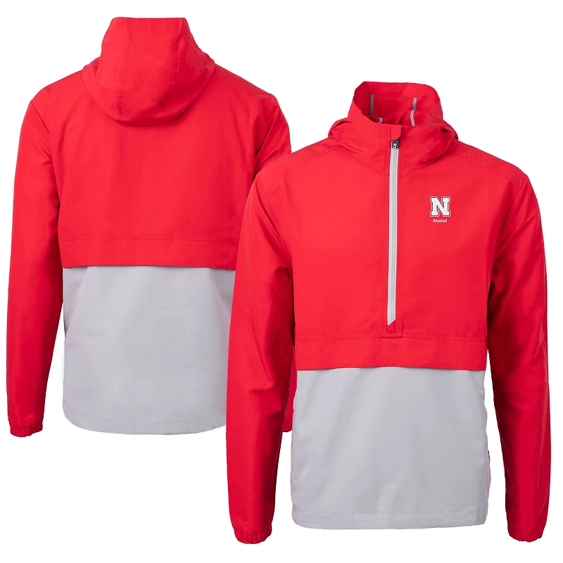 Veste anorak demi-zip en tricot recyclé avec logo Charter des anciens Nebraska Huskers pour homme, modèle Cutter & Buck Scarlet
