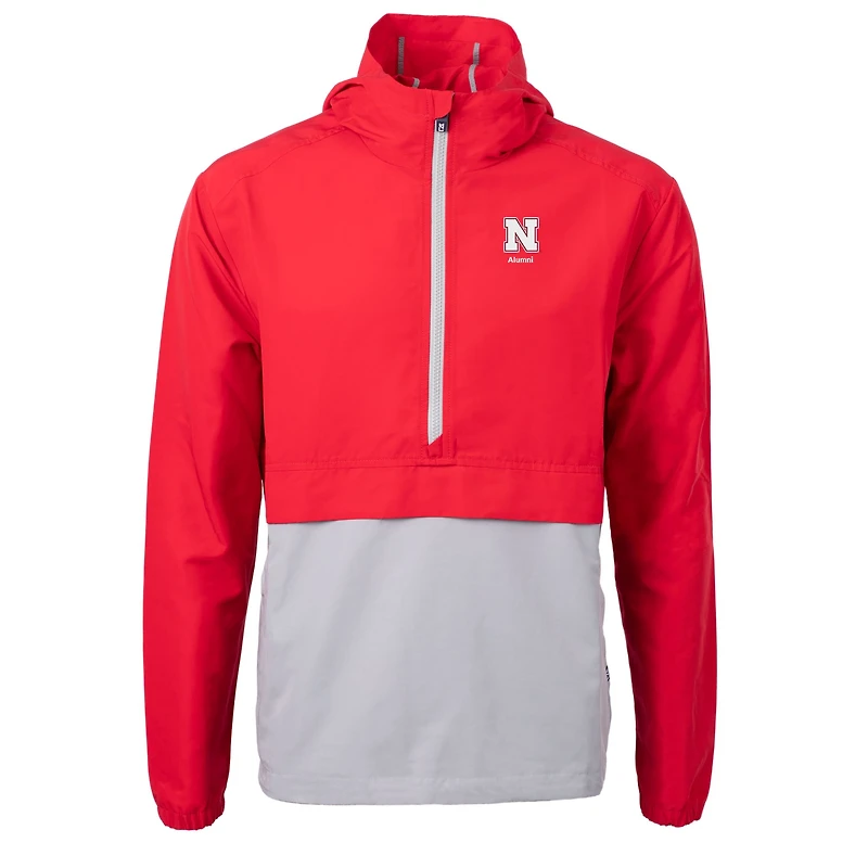 Veste anorak demi-zip en tricot recyclé avec logo Charter des anciens Nebraska Huskers pour homme, modèle Cutter & Buck Scarlet