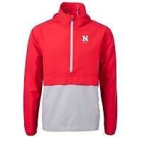 Veste anorak demi-zip en tricot recyclé avec logo Charter des anciens Nebraska Huskers pour homme, modèle Cutter & Buck Scarlet