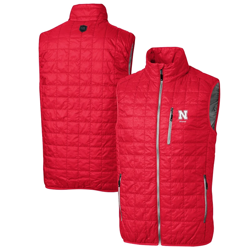 Doudoune sans manches zippée Cutter & Buck Scarlet Nebraska Huskers Alumni Logo Rainier PrimaLoft Eco pour homme