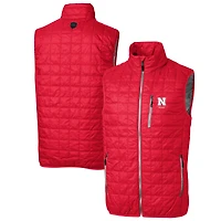 Doudoune sans manches zippée Cutter & Buck Scarlet Nebraska Huskers Alumni Logo Rainier PrimaLoft Eco pour homme