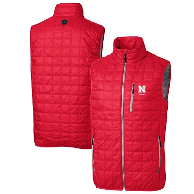 Doudoune sans manches zippée Cutter & Buck Scarlet Nebraska Huskers Alumni Logo Rainier PrimaLoft Eco pour homme