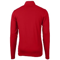 Pull zippé quart de tour en piqué écologique recyclé avec logo des anciens Nebraska Huskers pour homme, Cutter & Buck Scarlet
