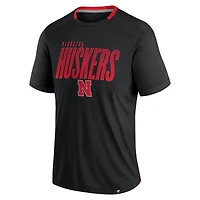 Men's Fanatics Black Nebraska Huskers Defender Fade Slant T-Shirt